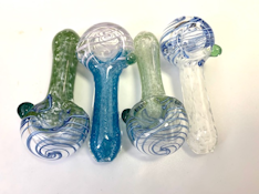 Swirled & Fritted Glass Hand Pipe 3.5"