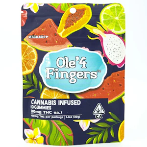 OLE'4 FINGERS - Blueberry 100mg 10 Pack Gummies - Ole' 4 Fingers