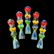 3" Chillum One Hitter Silver Fume Glass Rasta Lines