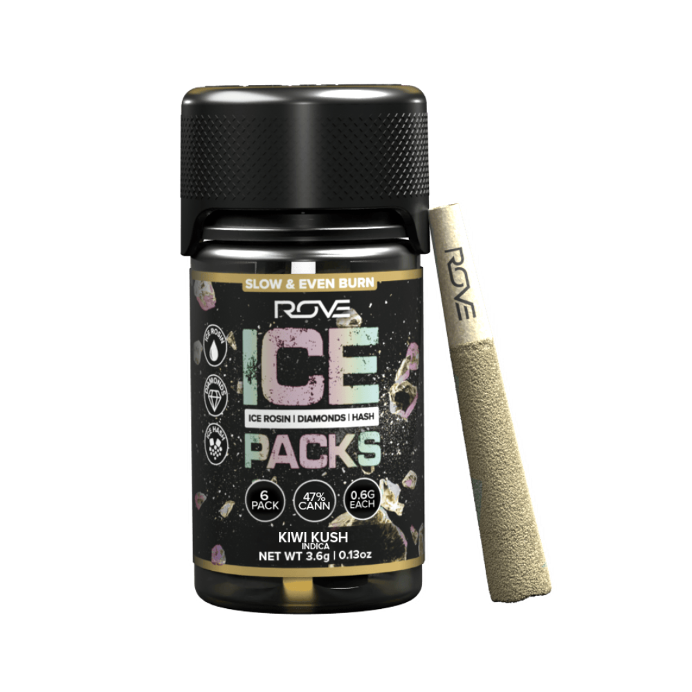3.6g Kiwi Kush Ice Packs Rosin, Diamond & Hash Infused Pre-Roll Pack (.6g - 6 pack) - ROVE picture