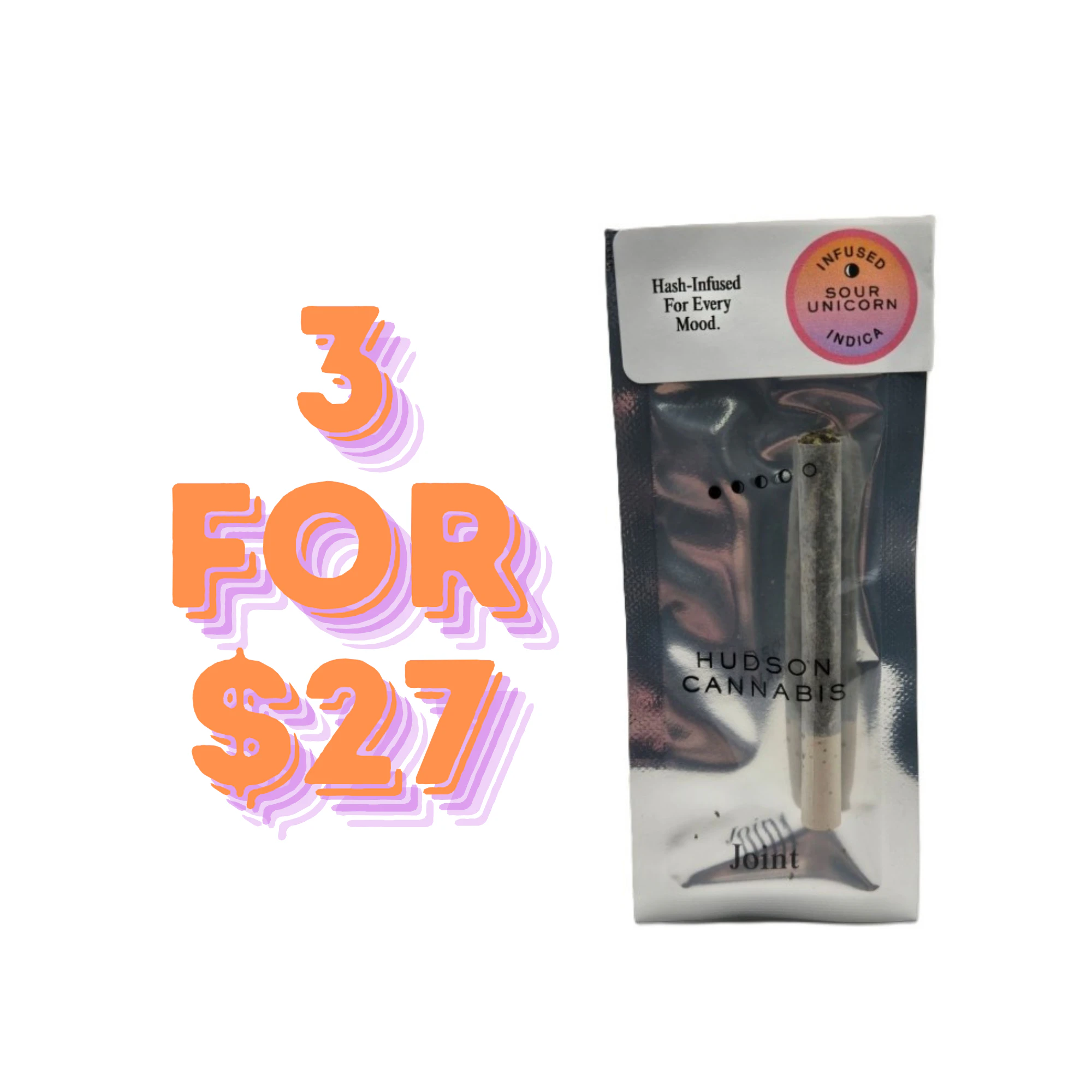 Hudson Cannabis - Hudson Cannabis - Sour Unicorn - Hash Infused - 28% THC - 0.5g - Pre Roll Main Image