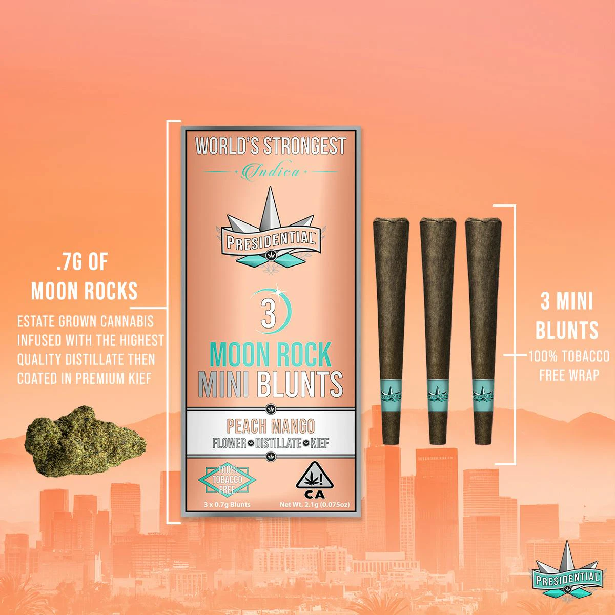 Presidential - 3-pack Peach Mango Pee Wee Moon Rock Mini Blunt / Presidential Main Image