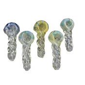 4" Twisted Frit Hand Pipe | Various Colors