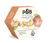 10mg THC P&B Kitchen - Sour Peach Solventless Hash Infused Single Serving Gummies