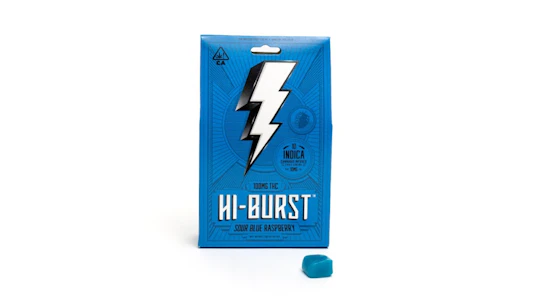 Hi-Burst - INDICA Sour Blue Raspberry | 100mg THC Fruit Chews | Hi-Burst