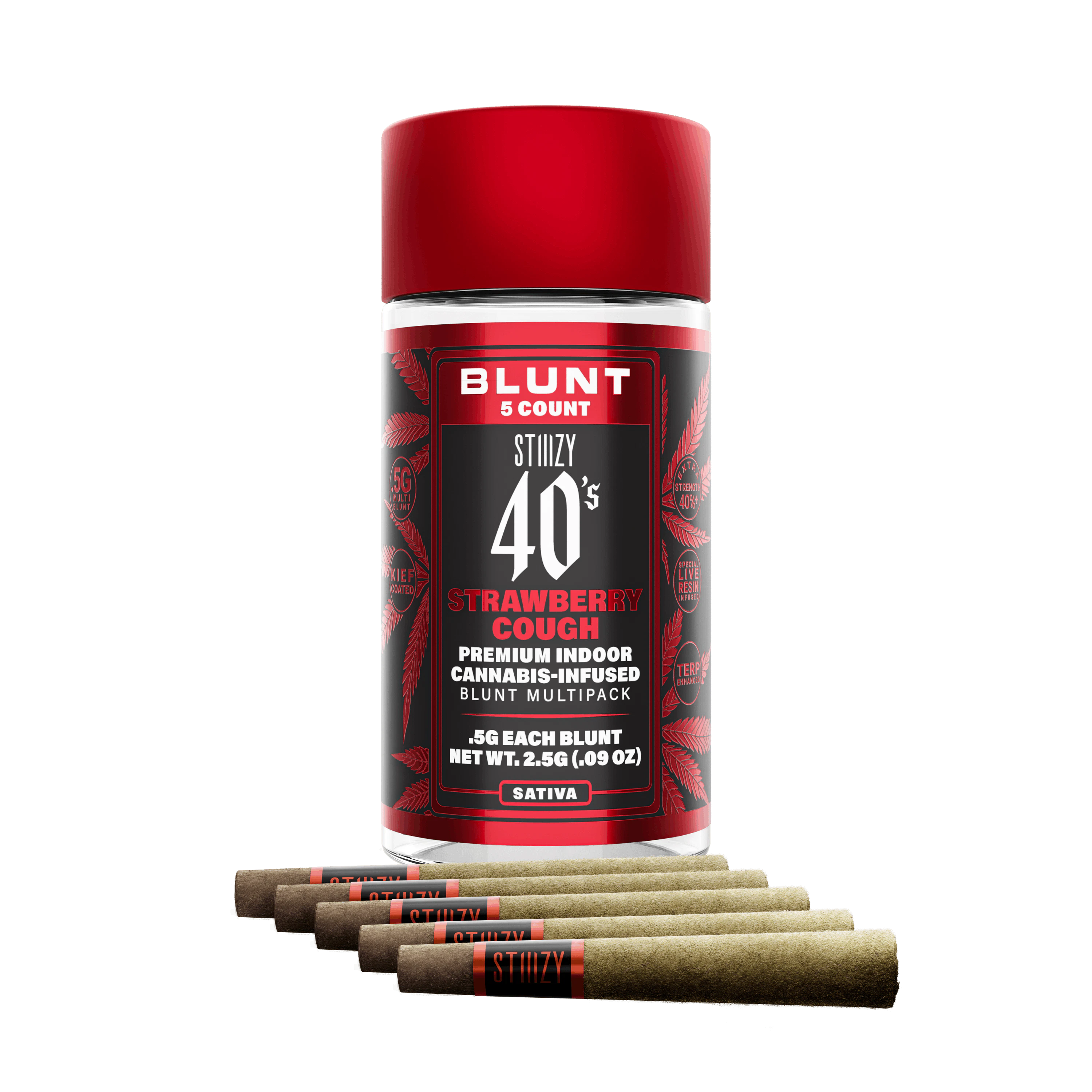 STIIIZY - STIIIZY - STRAWBERRY COUGH - .5G 40's Infused Mini Blunt 5 Pack Main Image