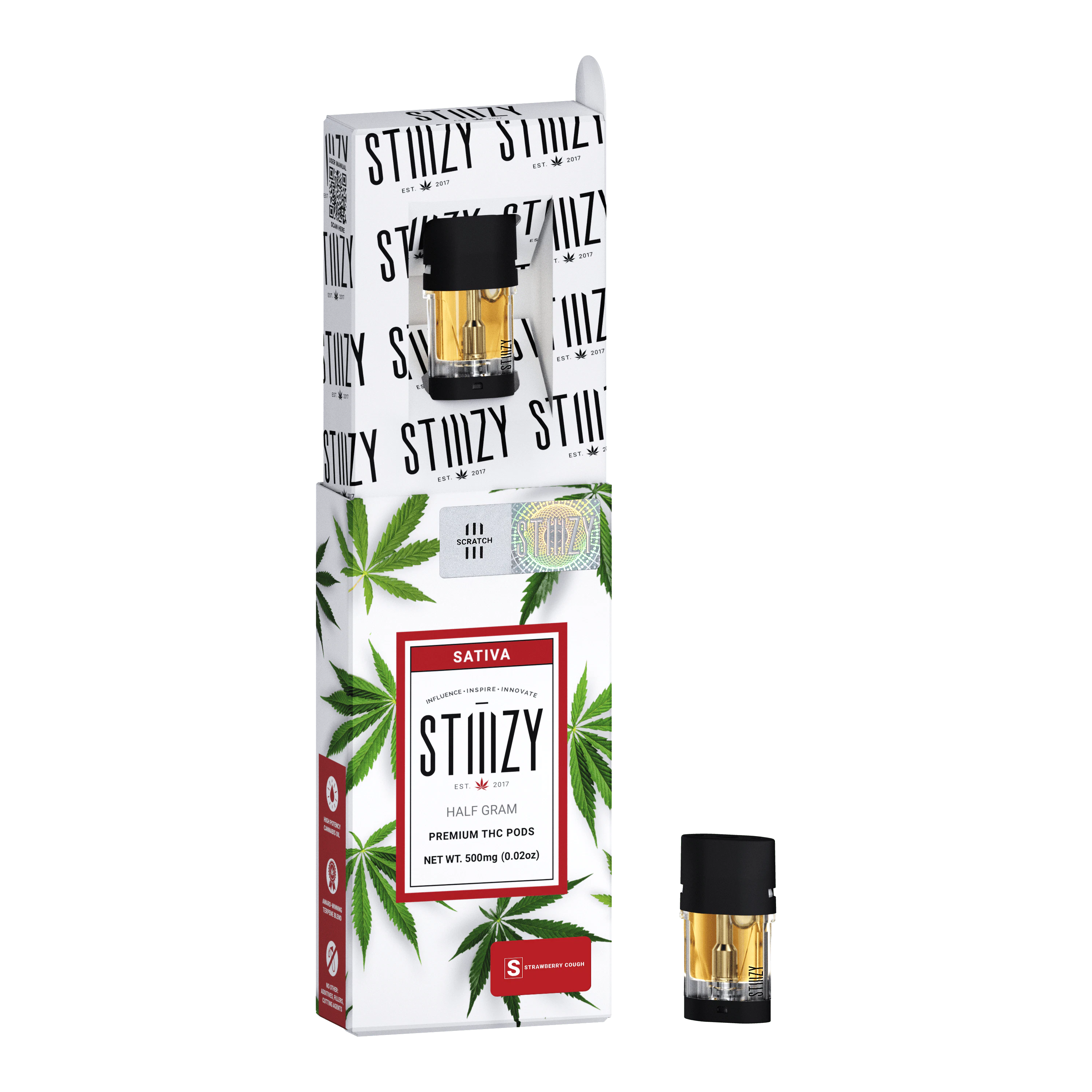 STIIIZY - Vape Cartridge - STRAWBERRY COUGH .5G Original THC Pod - STIIIZY Main Image
