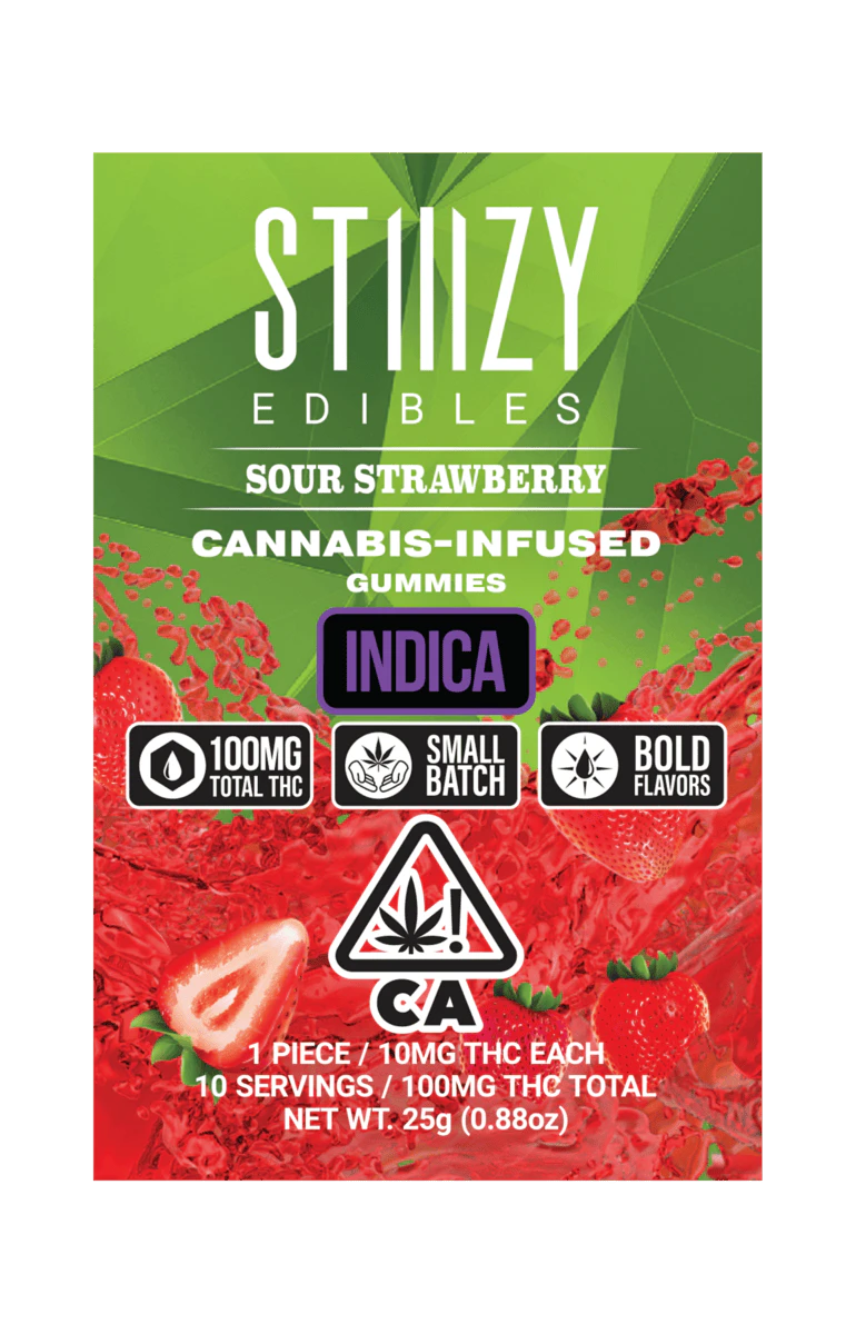 STIIIZY - STIIIZY SOUR STRAWBERRY - Gummies 100mg 10 x 10 THC Edibles Main Image