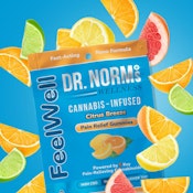 [Dr. Norms] Gummies - 500mg - FeelWell Citrus Breeze Pain Relief 5:1:1:1:1:1 (CBD:THC:THCv:CBDa:CBG:CBC)