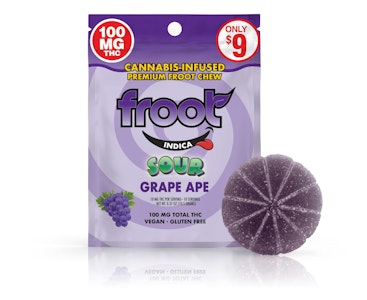 Froot - Froot Sour Grape Gummy - 100mg Single Cut-to-dose