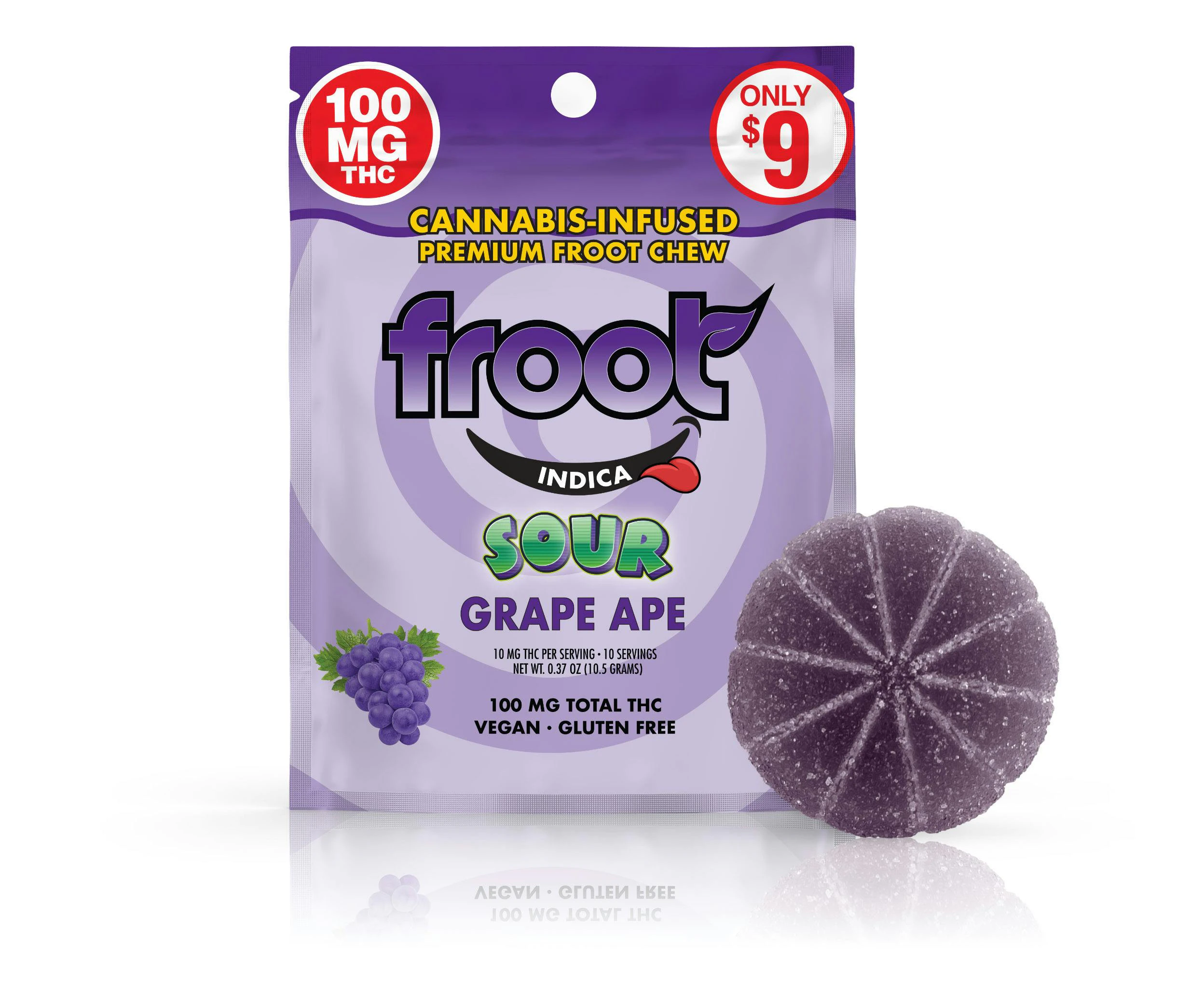 Froot - Froot Sour Grape Gummy - 100mg Single Cut-to-dose Main Image