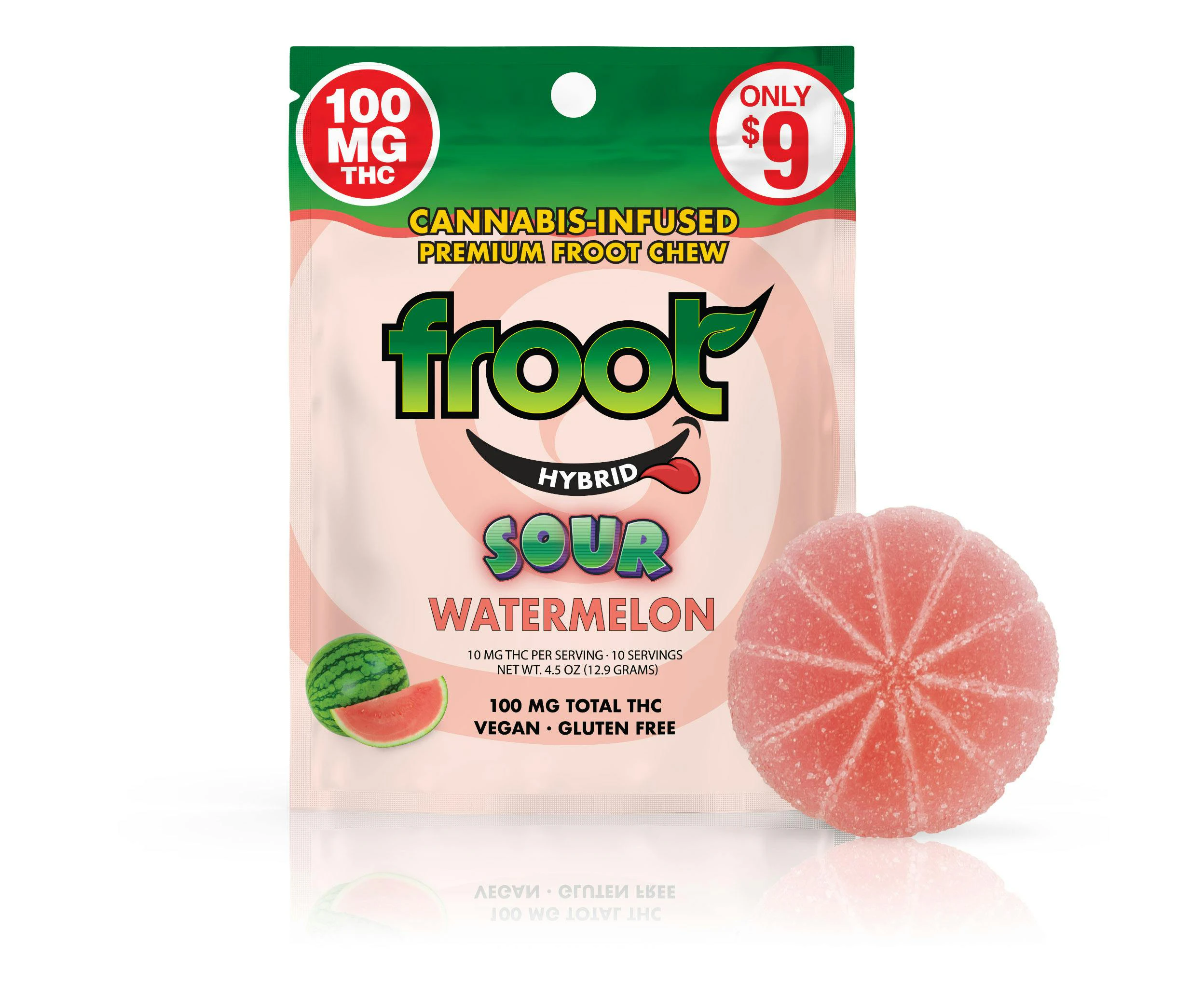 Froot - Froot Sour Watermelon Gummy - 100mg Single Cut-to-dose Main Image
