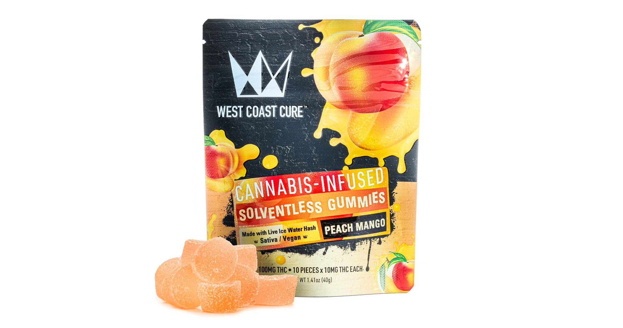 Peach Mango Solventless Vegan Hash Gummies - 100mg