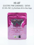 Electric Pink Lemonade - Sativa - 91.14% THC | 1g Distillate All-In-One Vape | Hi-AF - OO6 MIDDLE