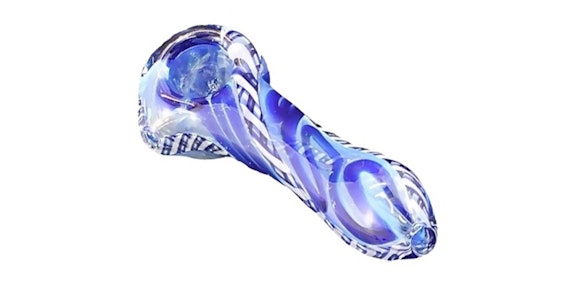 CALI MADE GLASS - Cali Made Glass - 26 Blue Latticino Pipe