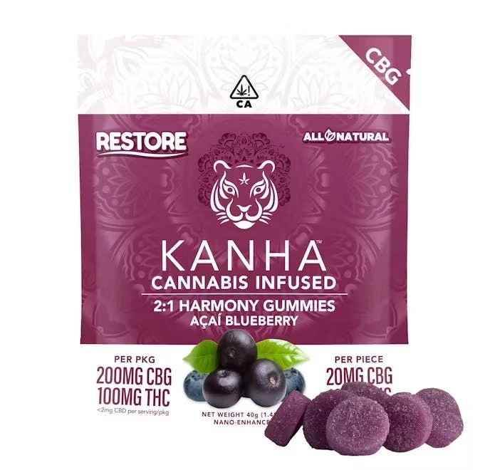 KANHA - KANHA FX Nano Acai Blueberry 2:1 CBG 100mg Gummy Main Image
