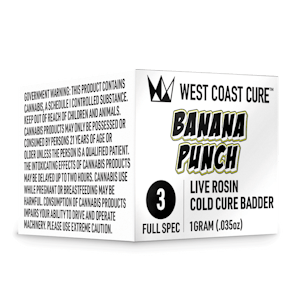 WEST COAST CURE - WCC | Live Rosin Badder | Tier 4 | Banana Punch | 1g