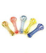 Glass - 3" Clear Glass Striped Color Hand Pipes