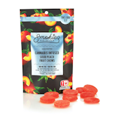 200mg 1:1 CBD Sour Peach Fruit Chews (10mg CBD, 10mg THC - 10 pack) - Smokiez