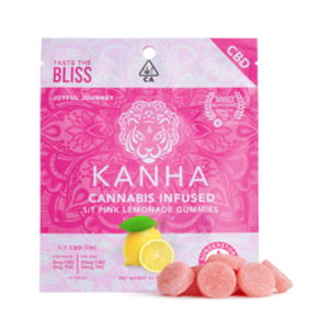 Kanha Edibles - 100mg 1:1 CBD Pink Lemonade Gummies (10mg CBD, 10mg THC) (10mg - 10 pack) - Kanha