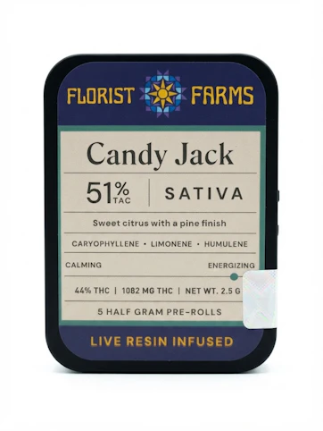 Florist Farms - Candy Jack -Sativa-51%THC | 0.5x 5pk 2.5g (Resin Infused Pre-Rolls) | Florist Farms  - x8 FRONT