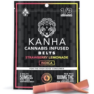 Kanha Edibles - 100mg THC Indica Sour Strawberry Lemonade Belts (50mg - 2-Pack) - Kanha