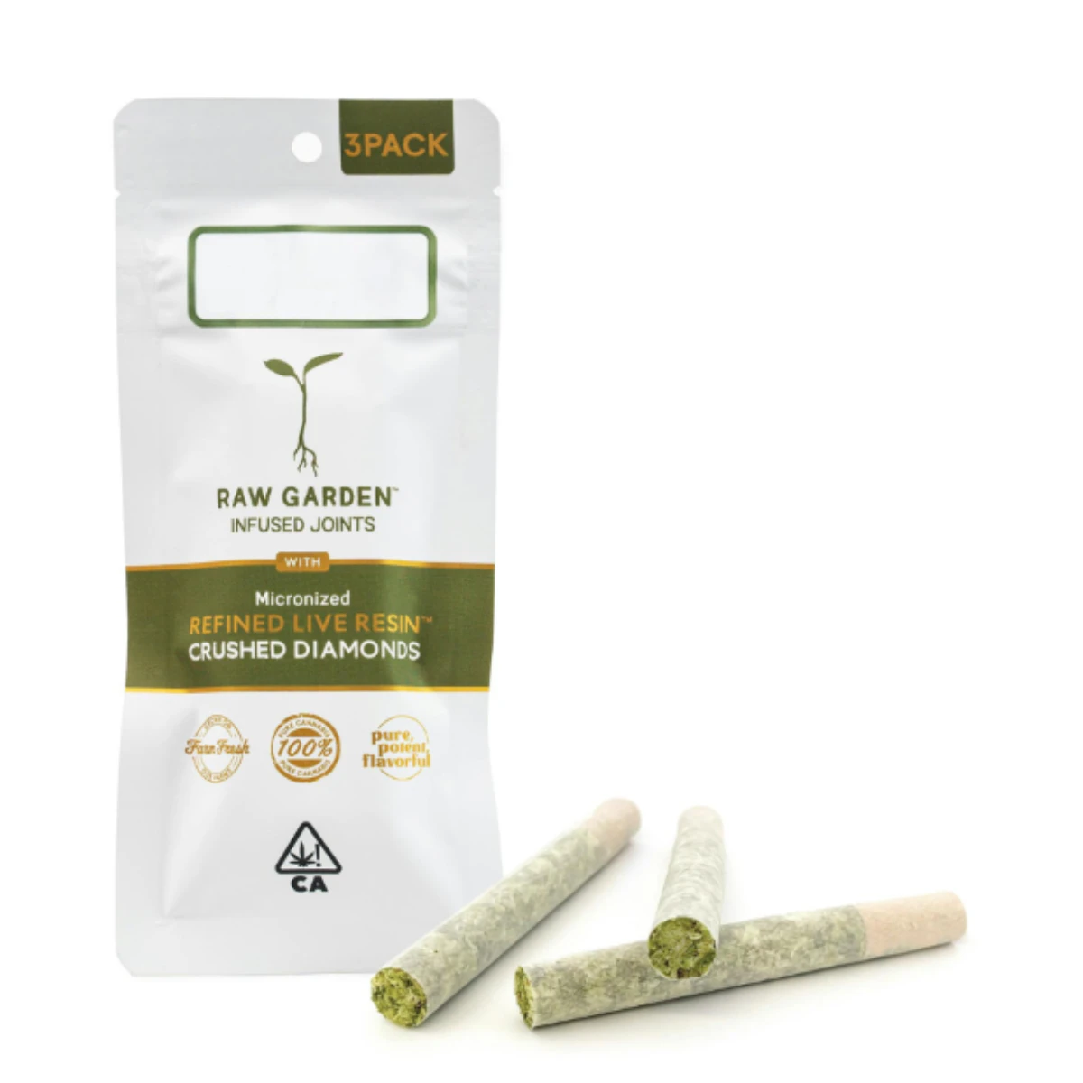 Raw Garden - Strawberry Mojito (S) | 3pk .5g Crushed Diamonds Infused Joints | Raw Garden Main Image