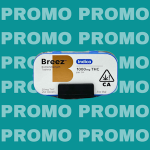 BREEZ - BREEZ PROMO: EXTRA-STRENGTH TABLET TINS (INDICA, 1000 MG THC)