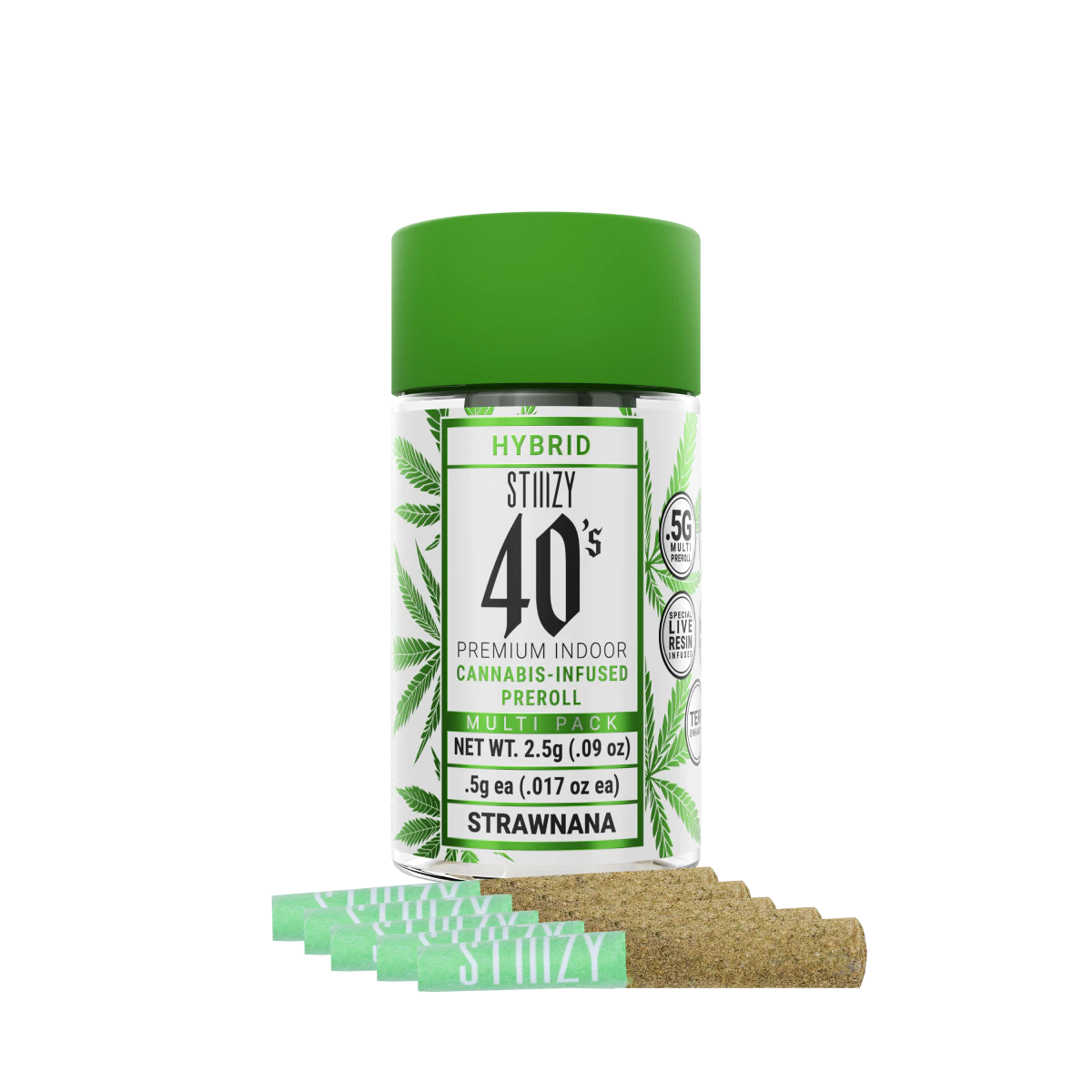 STIIIZY - Stiiizy (.5G) 40‘s Infused Preroll 5 Pack | Strawnana Main Image