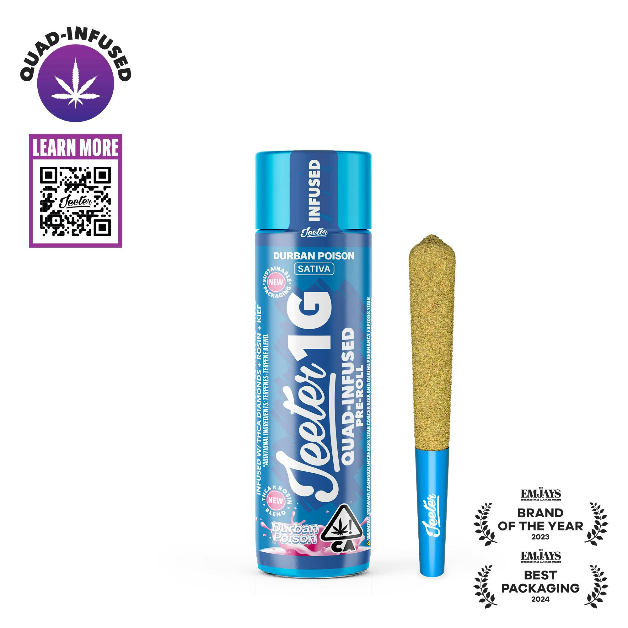 Jeeter - Durban Poison - 1g Quad-Infused Joint (Jeeter) Main Image