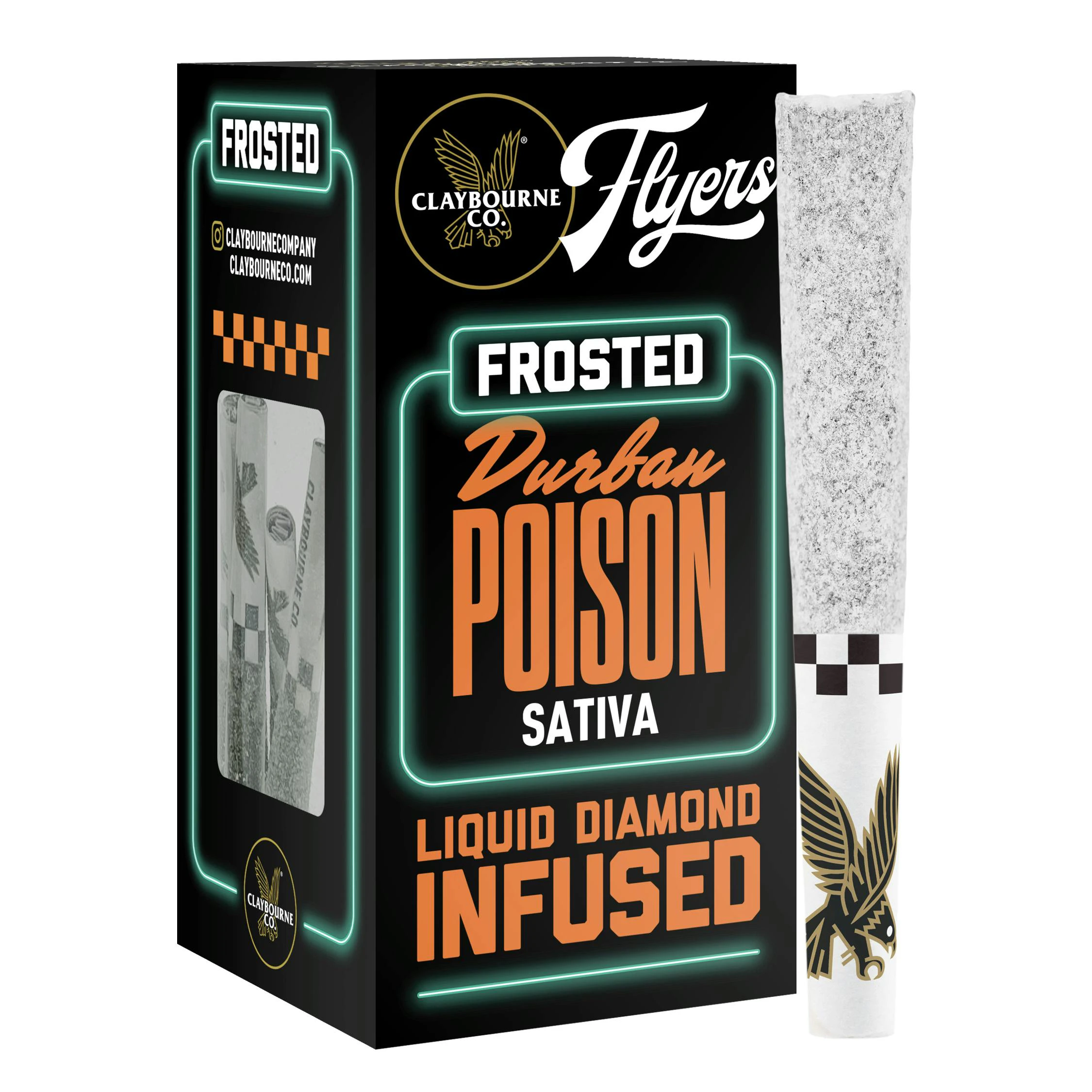 Claybourne Co. - Claybourne Frosted Flyers Infused 5pk Prerolls 2.5g Durban Poison Main Image