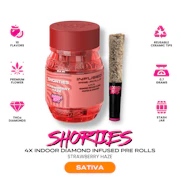 Bodega Boyz | Strawberry Haze | Shorties Diamond Coated & Infused Preroll | 0.7g | 4 Ceramic Tip Pack | Sativa