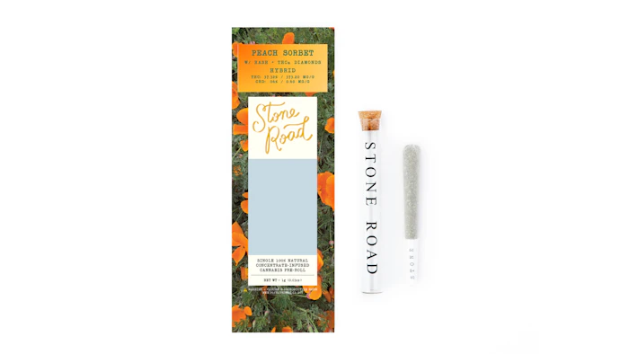STONE ROAD - Stone Road | Peach Sorbet - Infused Pre-Roll | Diamond and Bubble Hash Infused Main Image