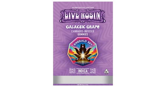 Emerald Sky - Emerald Sky - Galactic Grape 10:1 THC:CBD Live Rosin Gummies - 110mg