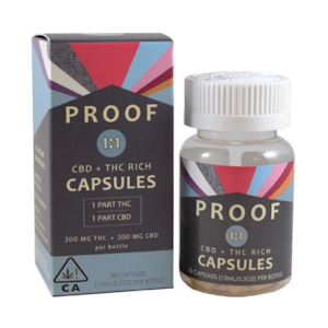 PROOF - 600mg 1:1 CBD:THC Balanced Capsules (10mg THC, 10mg CBD - 30 pack) - Proof