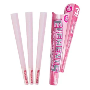 Element - Elements - Ultra Thin Pink Paper Cones - King Size - 3pk