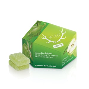 Sour Apple Sativa Gummies 10 Pack 100mg - WYLD