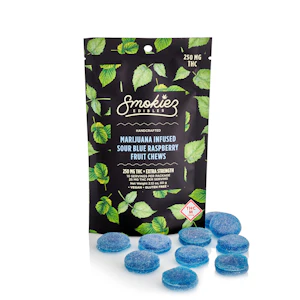 SMOKIEZ - SMOKIEZ SOUR BLUE RASPBERRY INDICA GUMMY 250MG