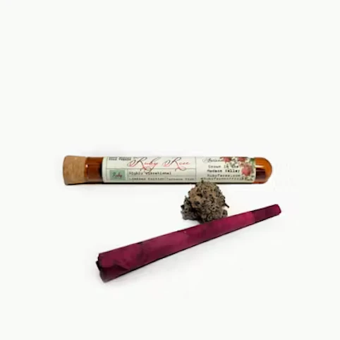 Ruby Farms - Black Haze -Hybrid- 46.7% THC | 1.5 Hash Infused Rose Petal (Pre-Roll) | Ruby Farms  -T8 FRONT