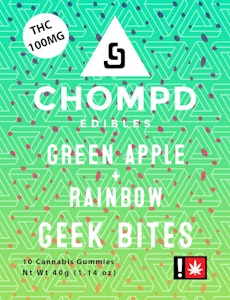 Green Apple & Rainbow Geek Bites, 10pk, 100mg