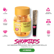 Bodega Boyz | Pineapple Kush | Shorties Diamond Coated & Infused Preroll | 0.7g | 4 Ceramic Tip Pack | Hybrid