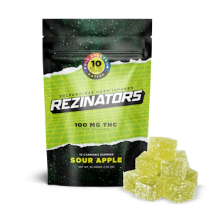 Rezinator - Rezinators - Sour Apple - Solventless Hash Gummies - 100MG - Sativa - Edible Hash Gummies 