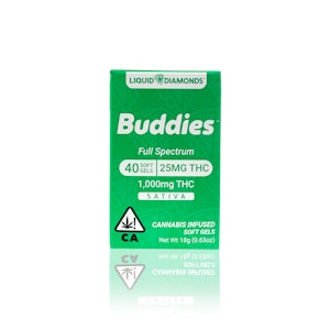 BUDDIES - BUDDIES - Capsule - Sativa - THC Soft Gel 25MG - Liquid Live Resin - 40-Count - 1000MG