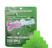 100mg THC Hybrid Sour Apple Individual Gummies (10mg - 10 pack) - Kushy Punch
