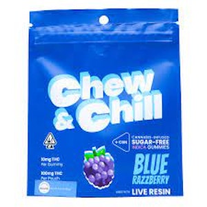 CHEW & CHILL - CHEW & CHILL: BLUE RAZZBERRY CBN 100MG LIVE RESIN GUMMIES