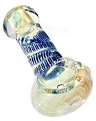 3" Double Blown Raked & Gold Fumed Spoon Hand Pipe w/ Ribboning