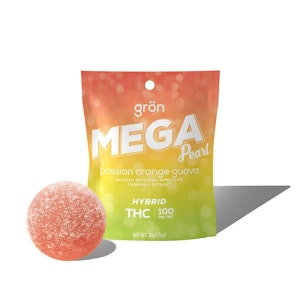 Grön Edibles - Gron - Passion Orange Guava - Mega Pearl - 100MG - Hybrid - Edible Gummies