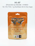 Peaches & Cream - Hybrid - 92.73% THC | 1g Distillate All-In-One Vape | Hi-AF - PP6 BACK