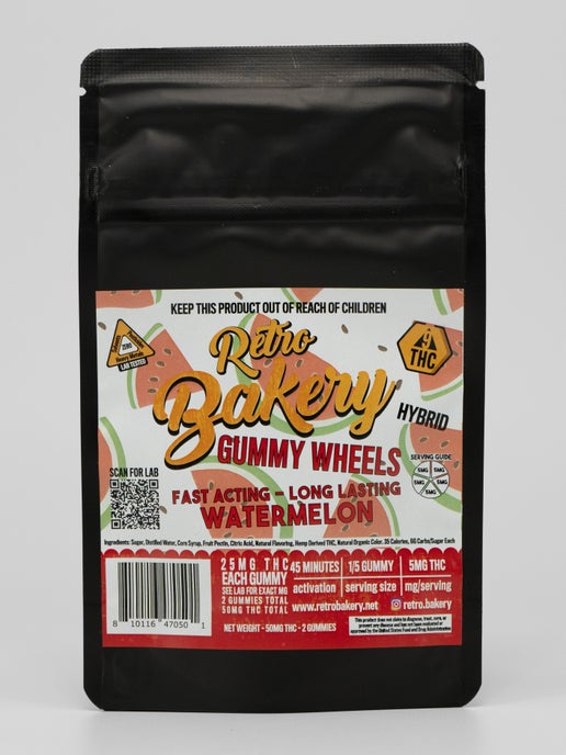 Retro Bakery | Watermelon Gummy Wheels | 50mg THC - SHOP ...