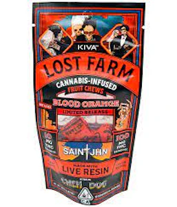 LOST FARM - Blood Orange Chem Dog - (Live Resin Infused) Fruit Chews - 100mg (H) - Lost Farms